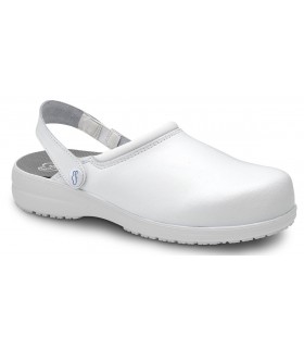 Zueco sanitario antideslizante con correa ajustable Kapa. Feliz caminar Blanco 2
