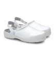 Zueco sanitario antideslizante con correa ajustable Kapa. Feliz caminar Blanco 1
