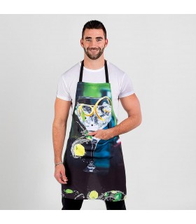 Delantal 15015 Gintonic con peto y bolsillo. Garys