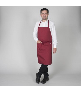 Delantal 1164 con peto y bolsillo. Garys. Granate