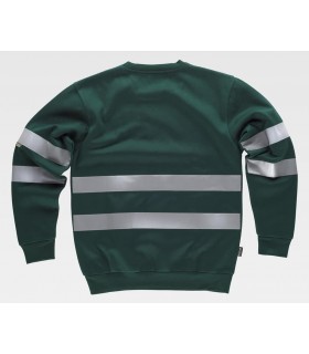 Sudadera Reflectante de cuello redondo C9031. Workteam Verde espalda