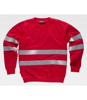 Sudadera Reflectante de cuello redondo C9031. Workteam Rojo pecho