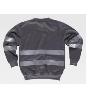 Sudadera Reflectante de cuello redondo C9031. Workteam Gris espalda
