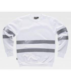 Sudadera Reflectante de cuello redondo C9031. Workteam Blanco pecho