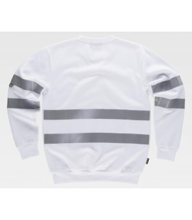 Sudadera Reflectante de cuello redondo C9031. Workteam Blanco espalda