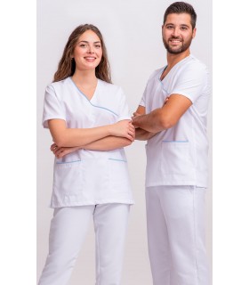 Casaca sanitaria unisex con vivos a contraste 114012. Eurosavoy CE