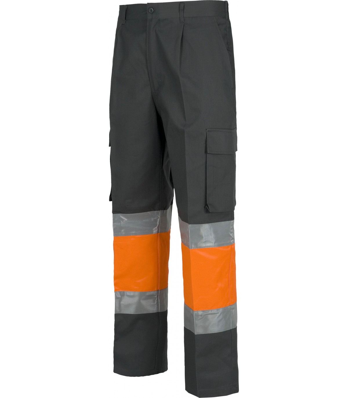 Pantalón C4018 Alta visibilidad, recto y multibolsillos. Elástico