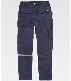 Pantalón de trabajo de tejido elástico bidireccional multibolsillos B4031. Workteam MA2
