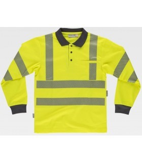 Polo de alta visibilidad certificado con cinta reflectante segmentada C3883. Workteam1