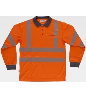 Polo de alta visibilidad certificado con cinta reflectante segmentada C3883. Workteam3