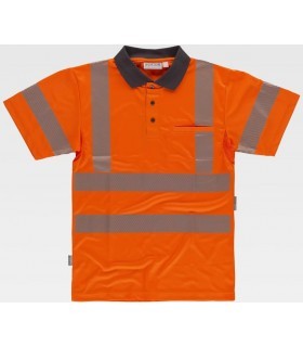 Polo de alta visibilidad certificado con cinta reflectante segmentada C3882. Workteam3