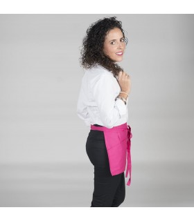 Delantal corto 120. Sin bolsillo. Garys fucsia lateral