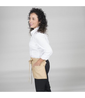 Delantal corto 120. Sin bolsillo. Garys crema lateral