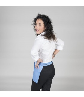 Delantal corto 120. Sin bolsillo. Garys celeste espalda