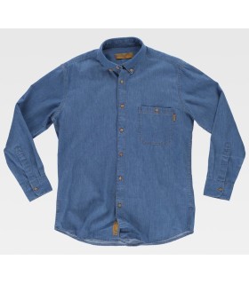 Camisa vaquera de algodón con botones de madera B8600. Workteam1