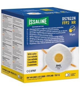 Mascarilla filtrante con válvula FFP2 - NR 1DS7822N. Caja de 10 und.. ISSALINE2