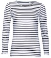 Camiseta a rayas de algodón para mujer MARINE 01403. Sols3