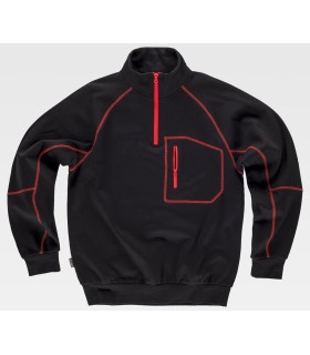 Sudadera bicolor con cierre de media cremallera C9800. Workteam3