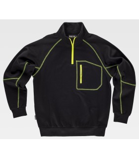 Sudadera bicolor con cierre de media cremallera C9800. Workteam5