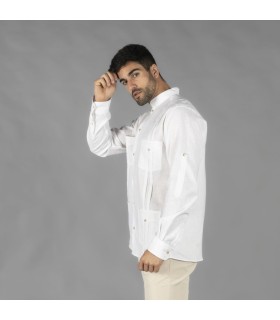 Guayabera Hombre Cuello Mao Borneo 210003 Garys Lateral Blanco