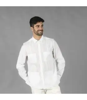 Guayabera Hombre Cuello Mao Borneo 210005 Garys Frente Blanco