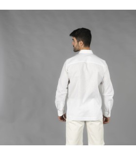 Guayabera Hombre Cuello Mao Borneo 210005 Garys Parte Trasera Blanco