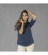 Camisa Mujer Lino/Cotton Cuello Mao Kaula 210006 Garys Frente Marino