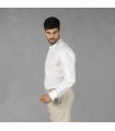 Camisa Hombre Lino Cotton Cuello Mao Tiwi  210007 Garys Lateral Blanco