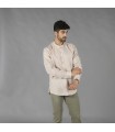 Camisa Hombre Lino Cotton Cuello Mao Tiwi  210007 Garys Frente Beige