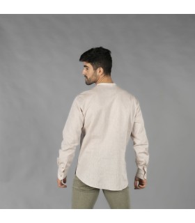 Camisa Hombre Lino Cotton Cuello Mao Tiwi  210007 Garys Parte Trasera Beige