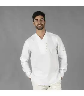 Camisa Hombre Chambray Cuello Mao Nias 210009 Garys Frente Blanco