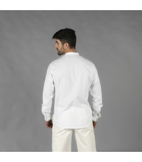 Camisa Hombre Chambray Cuello Mao Nias 210009 Garys Parte Trasera Blanco
