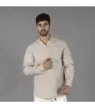 Camisa Hombre Chambray Cuello Mao Nias 210009 Garys Frente Beige