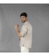 Camisa Hombre Chambray Cuello Mao Nias 210009 Garys Lateral Beige