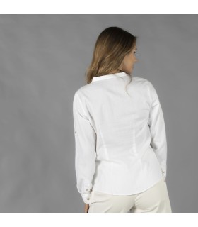 Camisa Mujer Chambray Cuello Mao Lanay 210011 Garys Parte Trasera Blanco