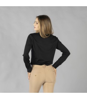 Camisa Mujer Interlock Cuello Camisero Cerdeña 210012 Garys Parte Trasera Negro
