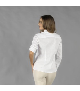 Guayabera Mujer Cuello Mao Isabela 210013 Garys Parte Trasera Blanco