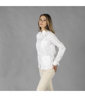 Guayabera Mujer Cuello Mao Isabela 210013 Garys Lateral Blanco
