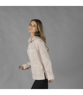 Guayabera Mujer Cuello Camisero Sumatra 210014 Garys Lateral Beige