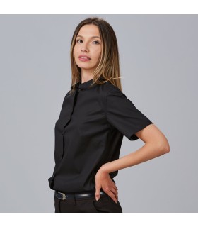 Camisa Mujer Mao Elastan Red Line 240004 Garys Lateral Negro