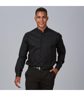 Camisa Hombre Mao Slim Fit Elastan Red Line 260005 Garys Frente Negro