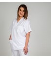 Blusa Sanitario Unisex Pico Sarga Blanco Red Line 671101 Garys Frente Blanco