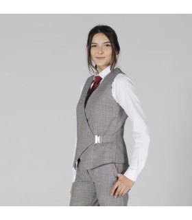 Chaleco Mujer Hebilla Cheviot 950002 Garys Lateral Gris