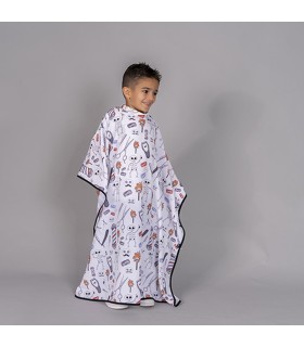 Capa De Peluqueria Infantil Estampada 350002 Garys Frente Blanco Estampado
