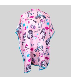 Capa De Peluqueria Infantil Estampada 350002 Garys Lateral Rosa