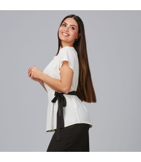Blusa Mujer Lazo Zulia 600021 Garys Lateral Blanco