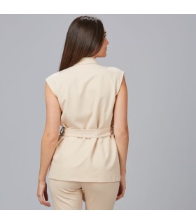 Chaleco Mujer Solapa Arabis 600037 Garys Parte Trasera Beige