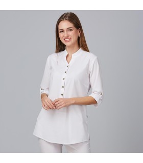 Blusa Mujer Cuello Mao Vinca 600041 Garys Frente Blanco