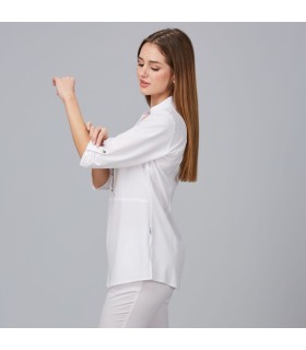 Blusa Mujer Cuello Mao Vinca 600041 Garys Lateral Blanco