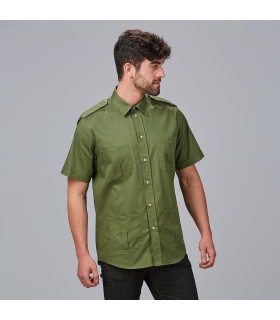 Camisa Unisex 4 Bolsillos Aciron 600054 Garys Frente Verde Caqui